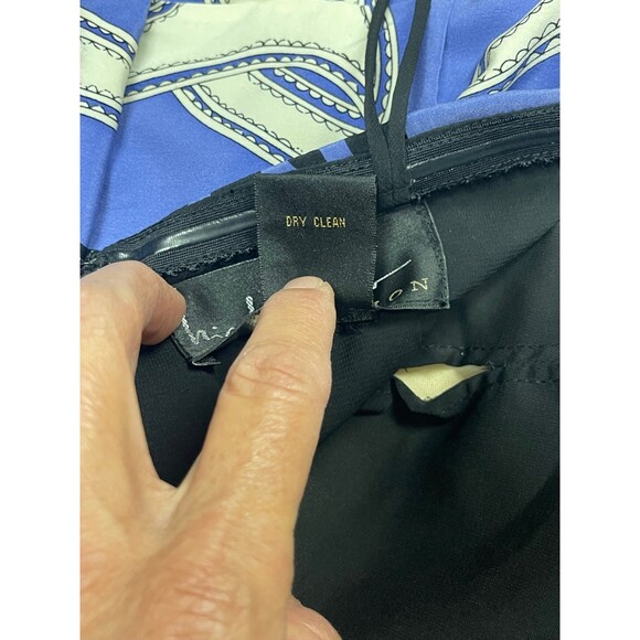 NICOLE MILLER COLLECTIONS 100% Silk Strapless Dress, Blue/Blk/Wht, Sz 4 - Picture 8 of 8